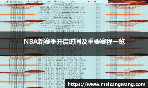 NBA新赛季开启时间及重要赛程一览